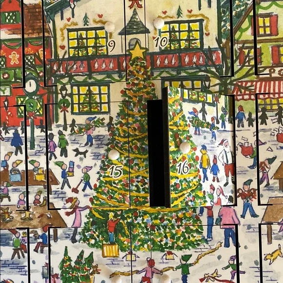 Wooden Advent Calendar - Festive Red - Picture 4 of 16